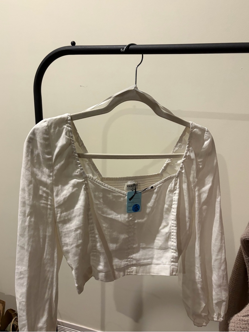 Babaton White Cropped Peasant Top